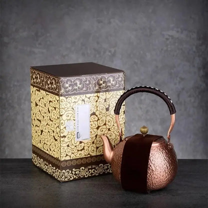 DecorBites™ Handmade Copper Tea Pot with Knitting Handle - Chinese Light Luxury Tea Set