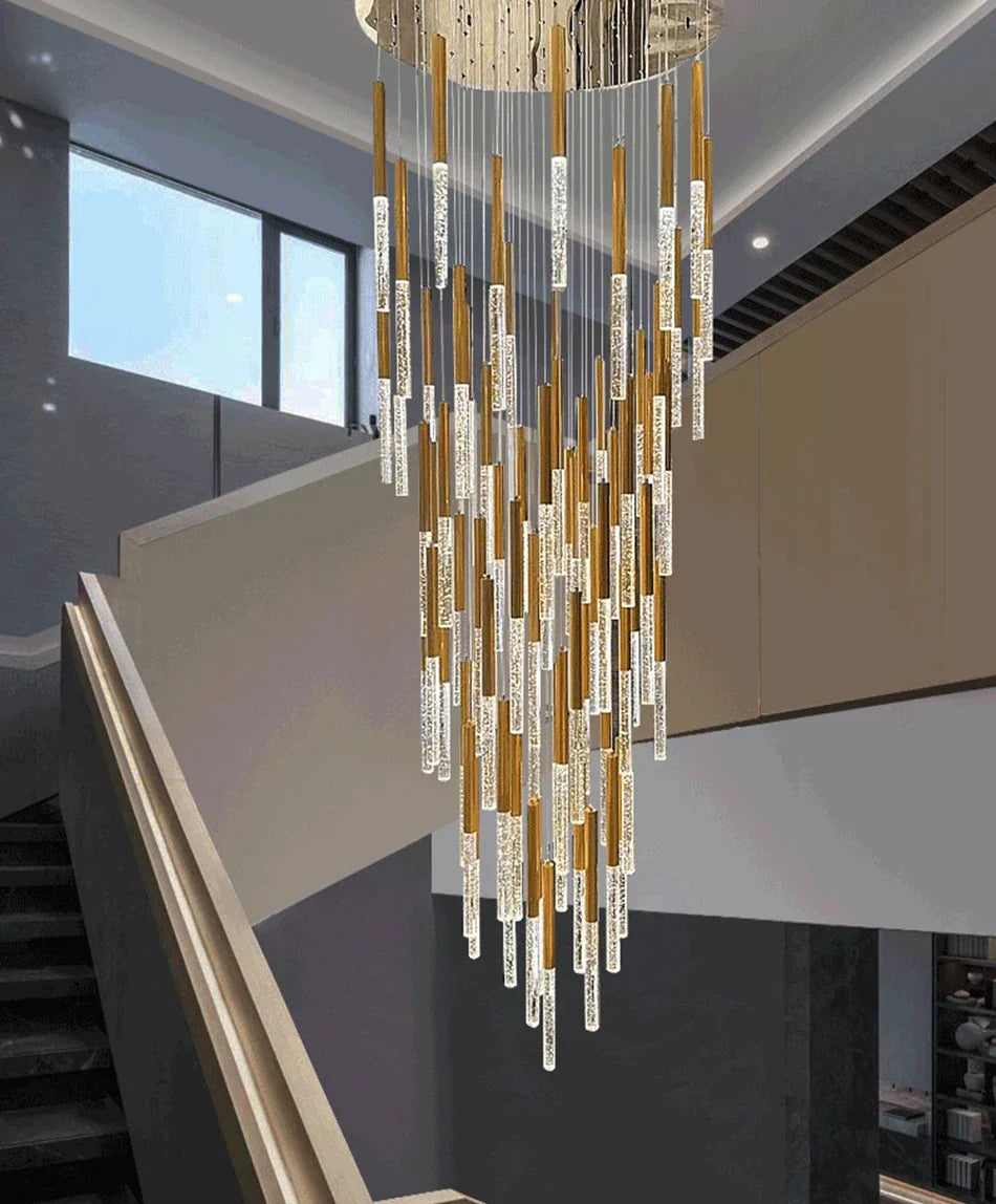 DecorBites™ Crystal Loft Chandelier: Modern Nordic Art Deco Gold LED Lighting for Living Room