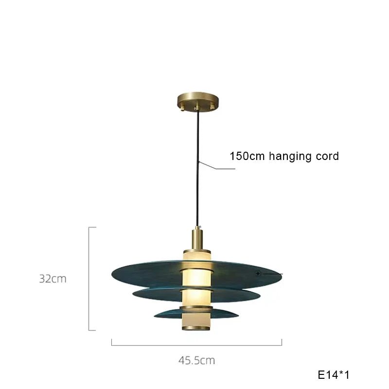 ثريا نحاسية زرقاء من DecorBites™ لجزيرة المطبخ والمطعم
