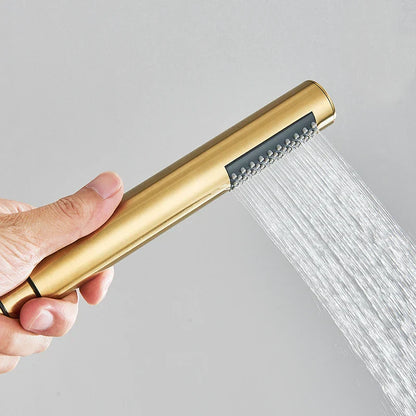 DecorBites™ Brushed Gold Round Hand Shower - Stainless Steel Bathroom Nozzle Sprayer