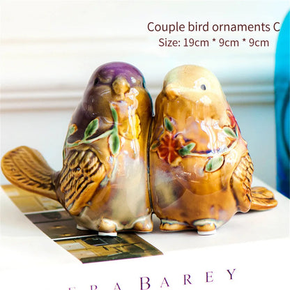 DecorBites™ Love Birds Porcelain Couple Ornament Home Decor Craft Model