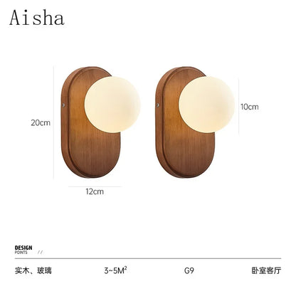 DecorBites™ Japanese Wood Wall Lamp for Bedroom Sconces, Silent Wind Retro Light
