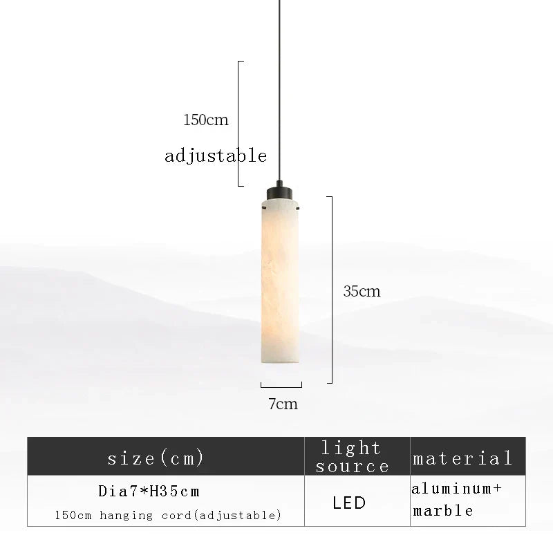 ديكوربايتس™ مصباح معلق أسطواني من الرخام باللون الأسود الذهبي لديكور المنزل العصري