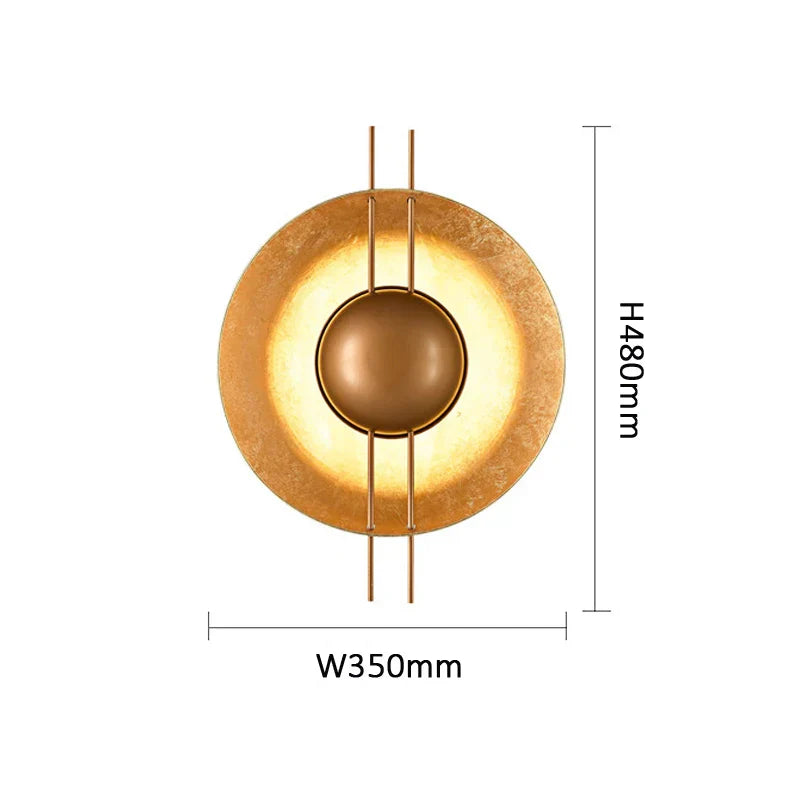 Lámpara de pared redonda dorada DecorBites™ Villa: Iluminación LED retro para pasillo, sala de estar, dormitorio.