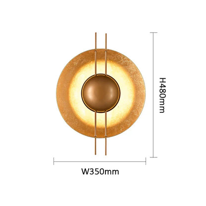 Lámpara de pared redonda dorada DecorBites™ Villa: Iluminación LED retro para pasillo, sala de estar, dormitorio.