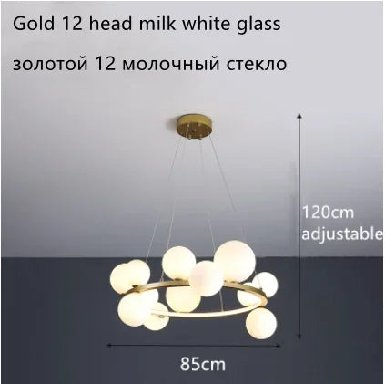 Lámpara de araña LED con bola de cristal DecorBites™: Estilo nórdico moderno para salón, comedor, cocina y estudio