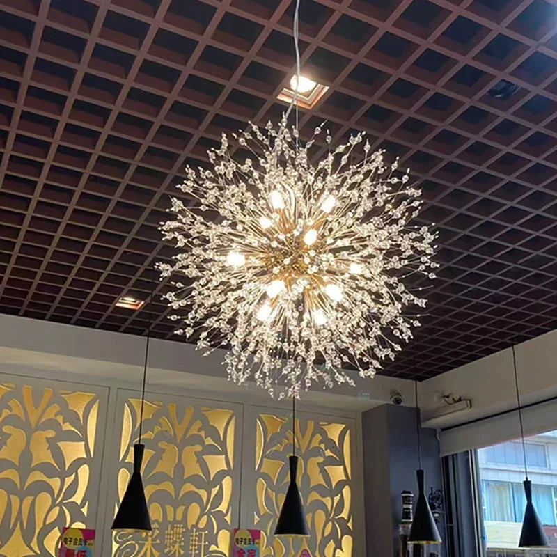Modern Dandelion Starburst Pendant Light In Chrome