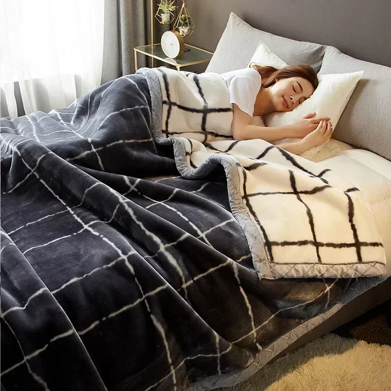 Decobites Cozy Flocked Raschel Blanket | Soft & Warm Double-Sided Winter Bedding