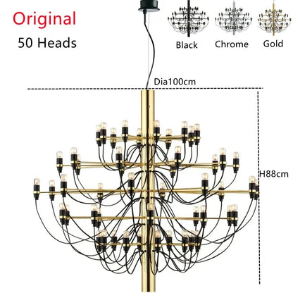 ثريا DecorBites™ 2097 ذهبية فضية، 50 رأسًا، مصابيح معلقة لغرفة المعيشة