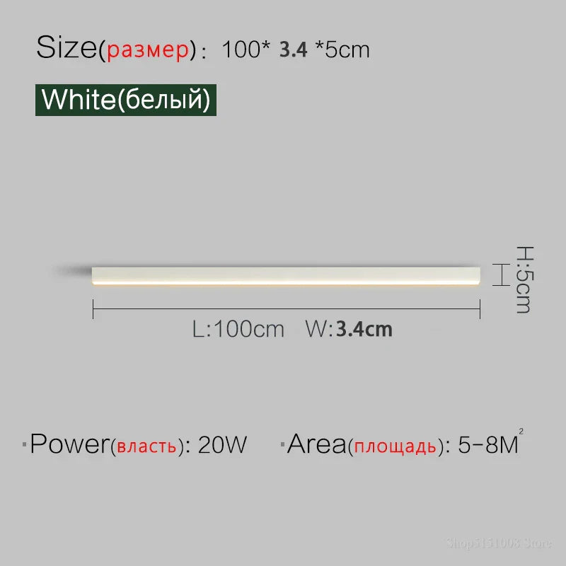 White LED Ceiling Light L150cm Dimmable Remote