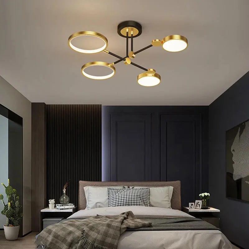 Lámpara de Techo LED con Marco Dorado Decorbites™ y Control Remoto Regulable para Sala de Estar, Comedor, Dormitorio