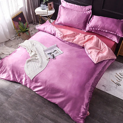 DecorBites™ Ice Rayon Satin Bedding Set: Cooling, Soft, Summer Comfort for Twin-Double Bed