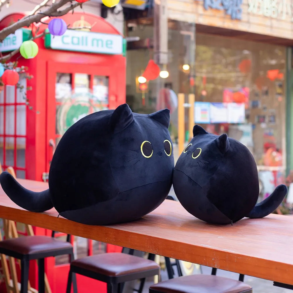 Cuddly Black Cat Plush Cushion