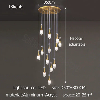 DecorBites™ LED Luxury Chandelier for Living Room Hall Dining Kitchen - Modern Double Staircase Lighting