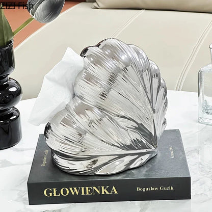 DecorBites™ Heart Feather Ceramic Tissue Box Desk Decoration Bedside Paper Towel Case