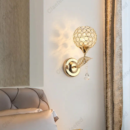 DecorBites™ Crystal Wall Lamp: Elegant E27 Socket Fixture for Bedside, Porch, or Hallway Decor