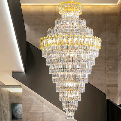 DecorBites™ Crystal Chandelier: Penthouse Light Luxury for Villa Livingroom, Rotating Staircase Atmosphere