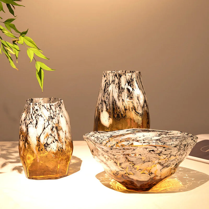 DecorBites™ Degradados Jarrón de vidrio negro Terrario Maceta Cuenco Organización de escritorio Macetas para flores