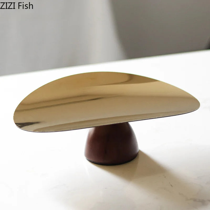 Juego de bandejas de fruteros de madera chapada en oro DecorBites™ para cocinas domésticas y restaurantes