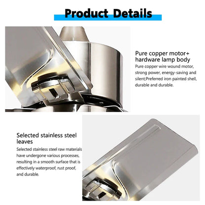 مروحة سقف DecorBites™ مقاس 52 بوصة مزودة بشفرات من الفولاذ المقاوم للصدأ مع إضاءة LED وجهاز تحكم عن بعد