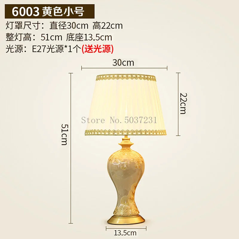 مصباح طاولة سيراميكي ريفي من DecorBites™ لحماية العين وديكور غرفة النوم والدراسة