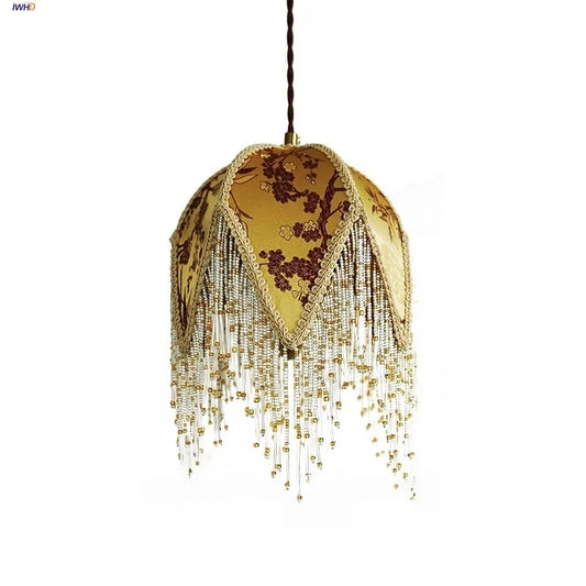 DecorBites™ Iron Tassel LED Pendant Lights Vintage French Cloth Home Decor Hallway Bedroom