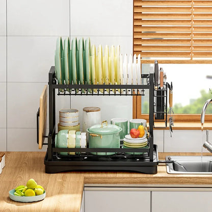 DecorBites™ 2 Tier Kitchen Storage & Drying Rack - Countertop Organizer for Dinnerware & Utensils