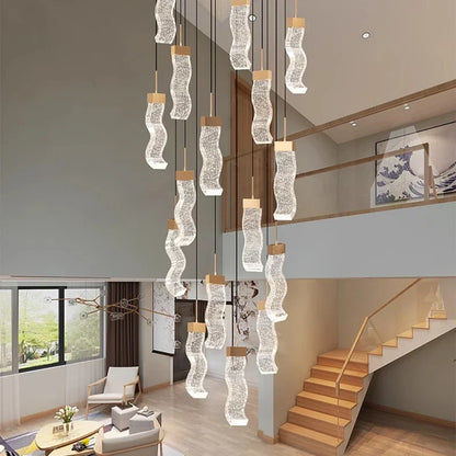 DecorBites™ Crystal Chandelier Stair Pendant Lamp Living Room Pendant Lights Interior Lighting