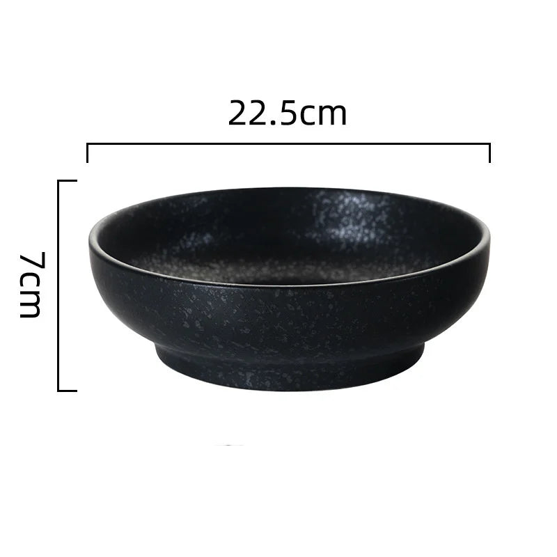DecorBites™ 9" Retro Ceramic Ramen Noodle Bowl - Japanese Style Soup Bowl for Pickled Cabbage Fish