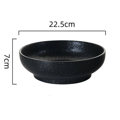 DecorBites™ 9" Retro Ceramic Ramen Noodle Bowl - Japanese Style Soup Bowl for Pickled Cabbage Fish