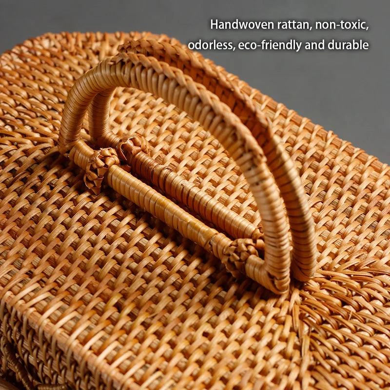 DecorBites™ Handwoven Rattan Storage Box Tea Food Container Organizer