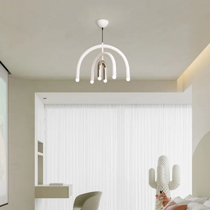 Italian Rainbow U-Shaped Pendant Light in Cream Aluminum
