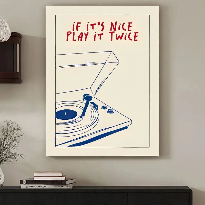 DecorBites™ Retro Record Player Canvas Wall Art