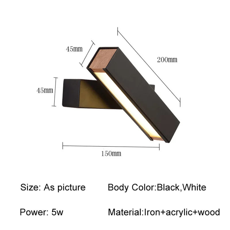 DecorBites™ Adjustable Wooden LED Wall Lamp - Minimalist Indoor Lighting for Home Decor