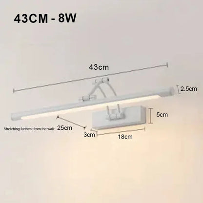 Aplique de pared LED ajustable, moderno, para baño, 46 ​​cm, 56 cm, AC85-265V, para dormitorio, DecorBites™