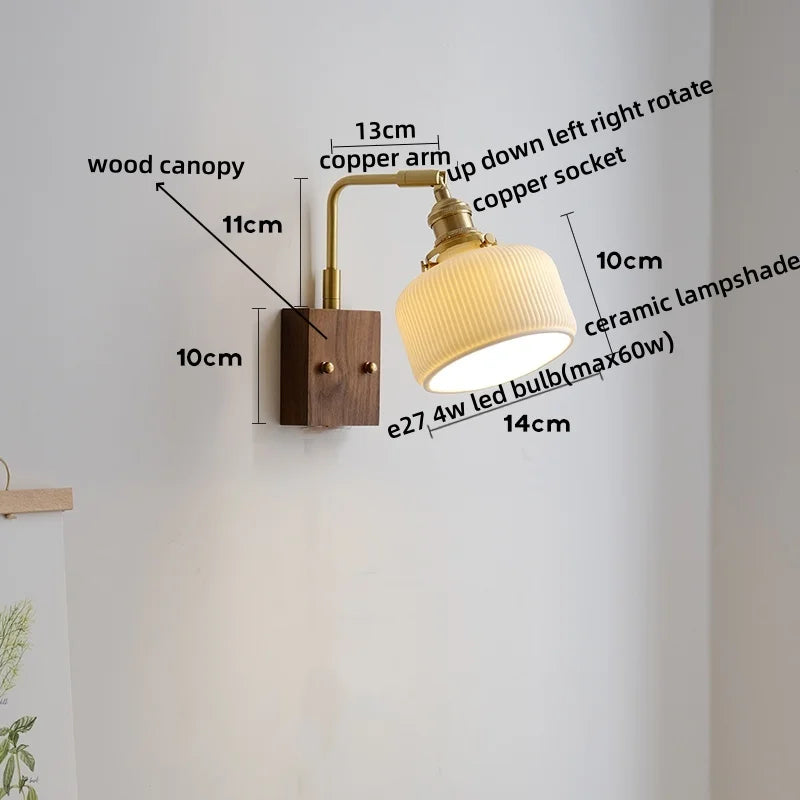 DecorBites™ Ceramic Copper LED Wall Lamps Bedroom Bathroom Mirror Light Fixtures