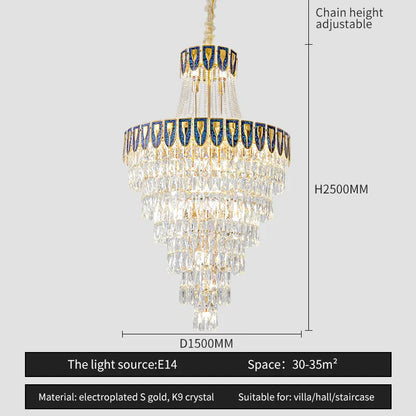 DecorBites™ Crystal Chandelier Art Living Room Lighting for Duplex Buildings and High-End Restaurants