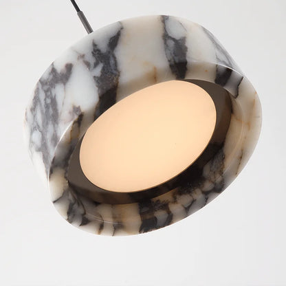 Black Natural Stone Round Pendant Light