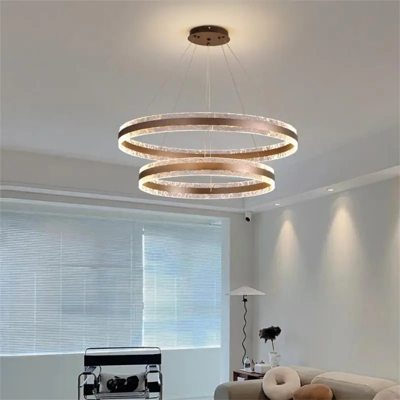 DecorBites™ Circle Rings LED Chandelier for Living & Dining Room - Modern Acrylic Aluminum Lighting