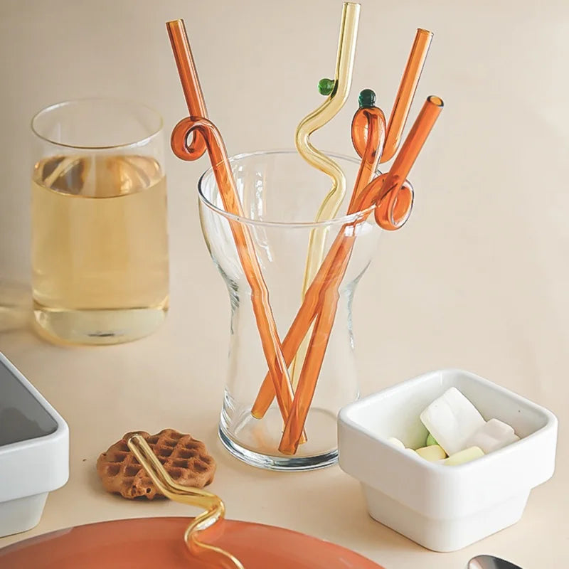 DecorBites™ Glass Straws: Reusable Heat-Resistant Long Drinking Straws, Wholesale for Milk Tea