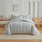 Decobites Striped Furball Double Duvet Cover Set: King/Queen Size Bedding with Tassels