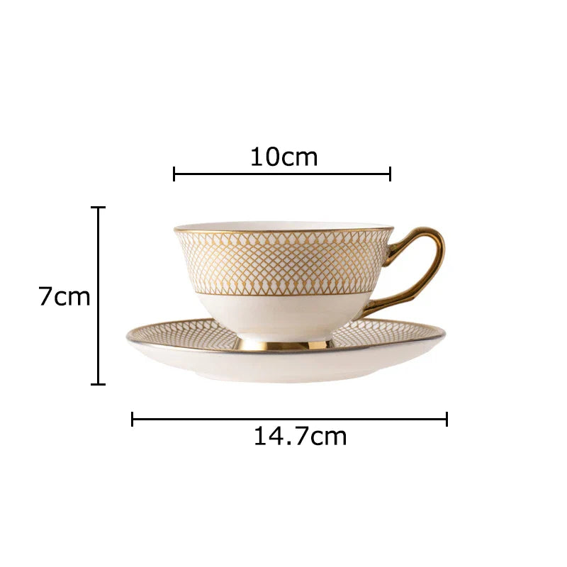 DecorBites™ Gold Ceramic Tea Set for Dining Table, Coffee Mug, Teapot, Afternoon Tea & Beverage Container