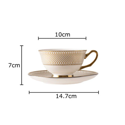 DecorBites™ Gold Ceramic Tea Set for Dining Table, Coffee Mug, Teapot, Afternoon Tea & Beverage Container