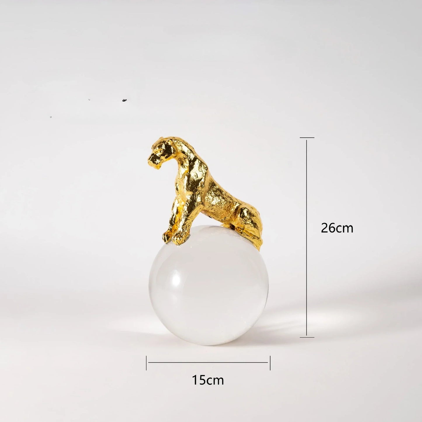 DecorBites™ Leopard Crystal Ball Metal Cheetah Sculpture Home Decor