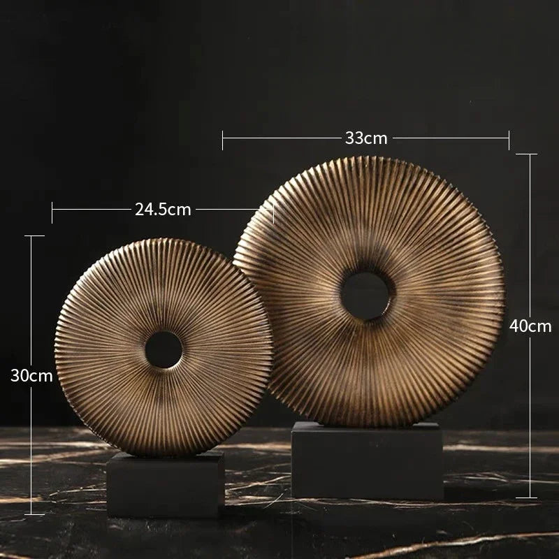 DecorBites™ Golden Round Openwork Ring - Home Decor Sculpture Hollow Out Figurines