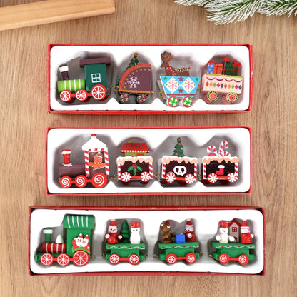 Christmas Wooden Train Merry Christmas Decorations for Home 2024 Xmas Tree Ornament  Navidad Noel Kids Gift Happy New Year 2025