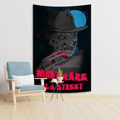 DecorBites™ Horror Movie Freddy Krueger Wall Tapestry: Scary Halloween Room Decoration