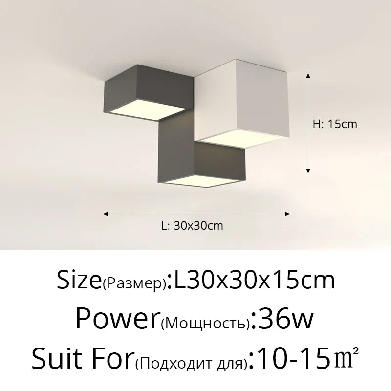 Lámpara de techo LED geométrica DecorBites™ para dormitorio moderno o estudio - Diseño de lujo en blanco y negro