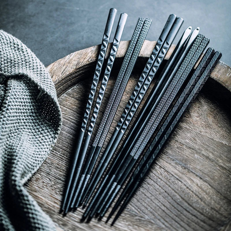 Black Alloy Chopsticks Set