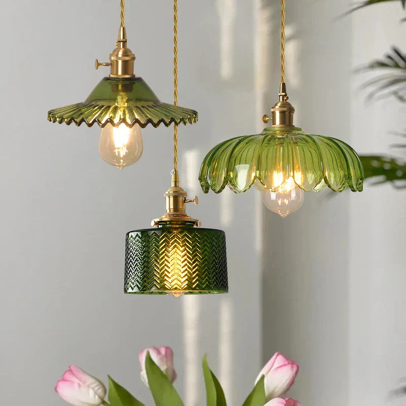 DecorBites™ Green Glass LED Pendant Light Fixture - Modern Nordic Hanging Lamp